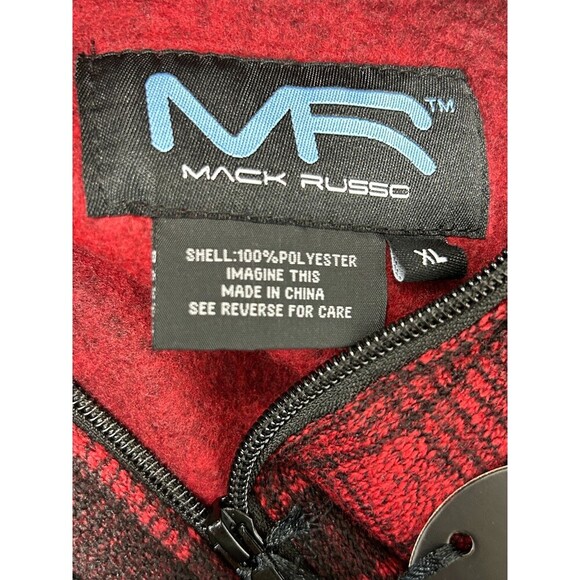 New Mack Russo Men Red Plaid Zip Up Fleece Pullover Sweater Shacket Sz XL 1081H4 - Picture 10 of 11